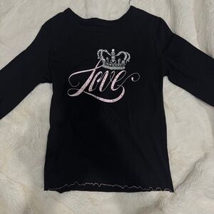 Victoria's Secret Love Print with Rhinestone Black Long Sleeve